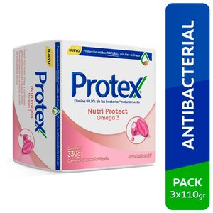 Jabón de Tocador PROTEX Antibacterial Omega 3 Barra 110g Pack 3u