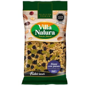 Maní con Pasas VILLA NATURA Bolsa 500gr