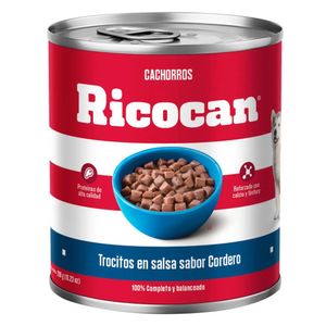 Comida para Perros RICOCAN Cachorros Sabor a Trocitos de Cordero Lata 290gr