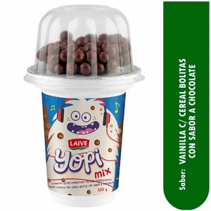 Yogurt LAIVE Yopi Mix Sabor Vainilla con Bolitas de chocolate Vaso 100g