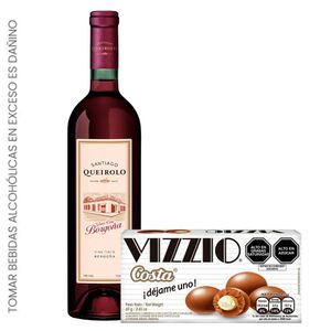 Combo Vino QUEIROLO Borgoña 750ml + Chocolate COSTA Vizzio Caja 69g