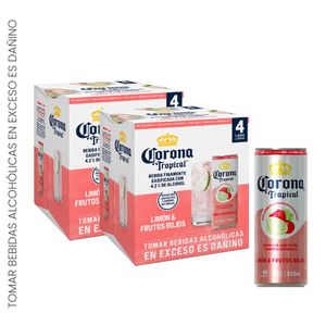 Bebida CORONA Frutos Rojos Lata 355ml Pack 4un x2