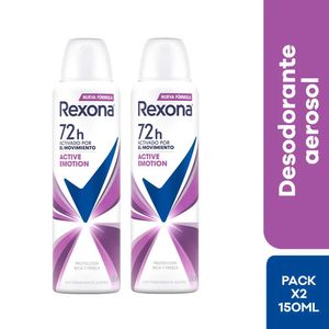 Desodorante en Aerosol para Mujer REXONA Active Emotion Bipack