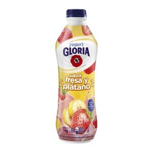 Yogurt GLORIA Sabor a Fresa y Platano Botella 1K
