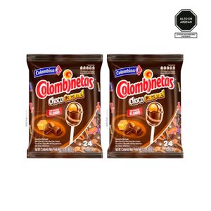 Chupetes COLOMBINETAS Choco Caramel Bolsa 24u x 2u