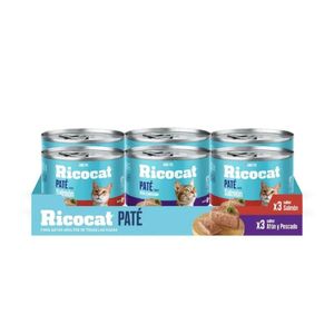 Comida para Gatos RICOCAT Paté Sabores variados Lata 180g x 6u