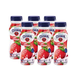 Yogurt Bebible GLORIA Sabor a Fresa Botella 180g Paquete 6u