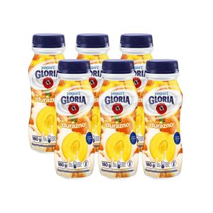 Yogurt Bebible GLORIA Sabor a Durazno Botella 180g Paquete 6u