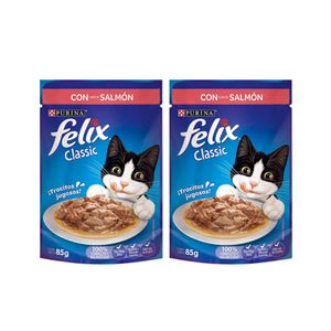 Comida para Gatos FELIX Adultos Sabor Salmón Doypack 85g x 2u