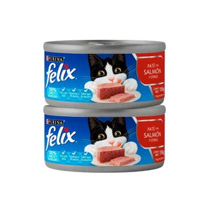 Alimento Húmedo para Gatos FELIX Paté de Salmón Lata 156g x2u