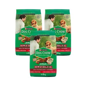 Comida para Perros DOG CHOW Adultos Razas Medianas y Grandes Bolsa 8Kg x 3u