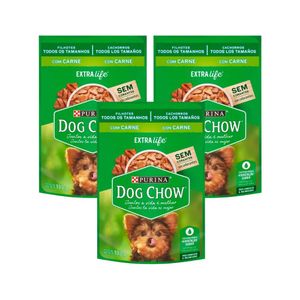 Comida para Perros DOG CHOW Cachorros Sabor Carne Doypack 100g x 3u