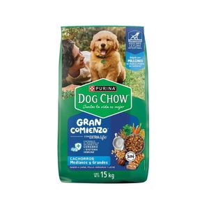 Comida para Perros DOG CHOW Gran Comienzo Cachorros Medianos y Grandes Bolsa 15Kg