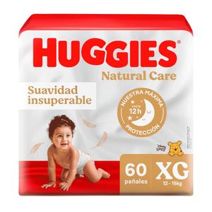 Pañales para Bebé HUGGIES Natural Care Bigpack Talla XG Paquete 60un