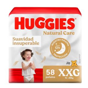 Pañales para Bebé HUGGIES Natural Care Bigpack Talla XXG Paquete 58un