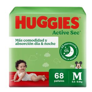 Pañales para Bebé HUGGIES Active Sec HiperPack Talla M Paquete 68u