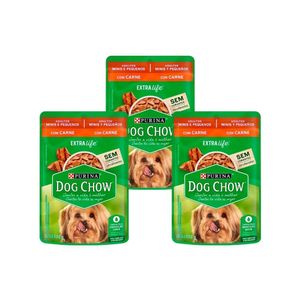 Comida para Perros DOG CHOW Adulto Minis y Pequeños con Carne Pouch 100 gr x3u