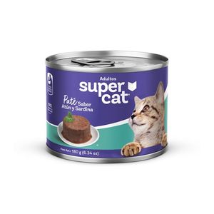 Alimento Húmedo para Gatos SUPER CAT Paté Atun y sardina Lata 180g