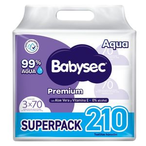 Toallitas Húmedas BABYSEC Premium 99% Agua Pack 210u