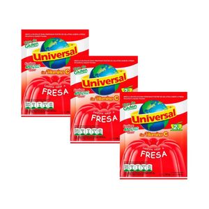 Gelatina UNIVERSAL Sabor a Fresa Bolsa 130gr x3u