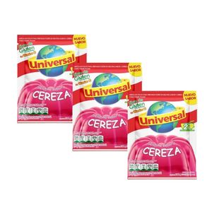 Gelatina UNIVERSAL Sabor Cereza 130gr x3u