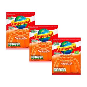 Gelatina UNIVESAL Sabor a Naranja Bolsa 130gr x3u