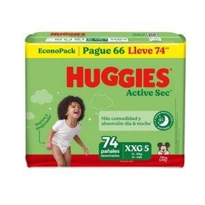 Pañal para Bebé HUGGIES Active Sec Talla XXG Paquete 74u