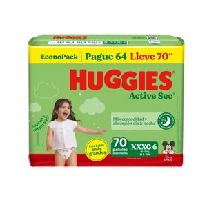 Pañal para Bebé HUGGIES Active Sec Talla XXXG Paquete 70u