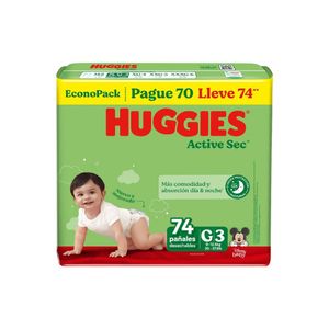 Pañal para Bebé HUGGIES Active Sec Talla G Paquete 74u