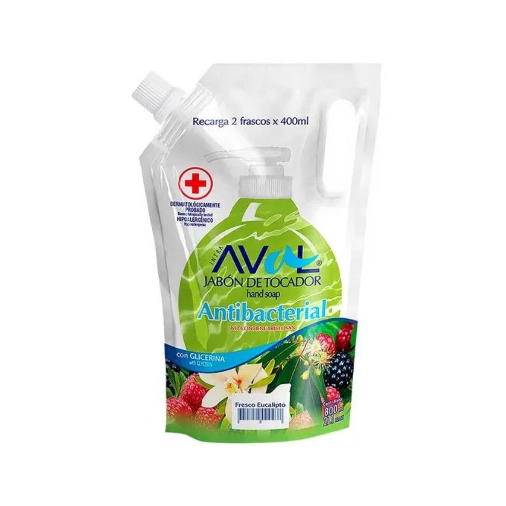 JABON DE TOCADOR AVAL ANTIBACTERIAL CON GLICERINA FRESCO EUCALIPTO 800ML