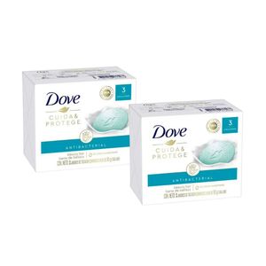 Jabón Antibacterial DOVE Cuida & Protege Barra 90g PACK 3un x2u