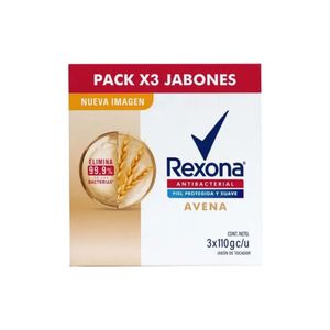 Jabón de Tocador REXONA Antibacterial Avena Tripack Barra 110g