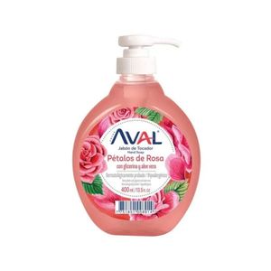 Jabón Líquido Antibacterial AVAL Pétalos de Rosa Frasco 400ml