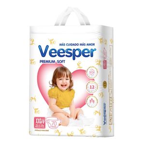 Pañales para Bebé VEESPER Premium Talla XXG Paquete 70u