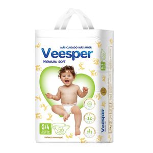 Pañales para Bebé VEESPER Premium Talla G Paquete x56u