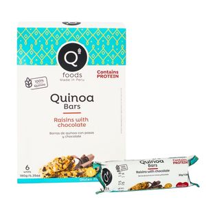 Barra de Cereal QFOODS Quinua Pasas con Chocolate Pack 6u 30g