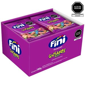 Gomitas FINI Gusanos Ácidos Bolsa 180g Display 12u