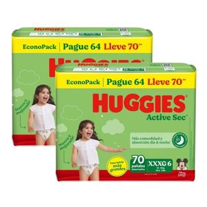 Pañal para Bebé HUGGIES Active Sec Talla XXXG Paquete 70u x2u