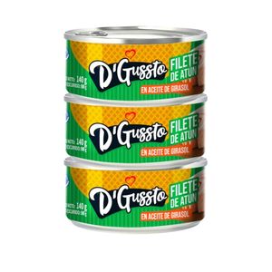 Trozos de Atún D'GUSSTO en Aceite de Girasol Lata 140gr x3u