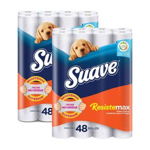 Papel Higiénico SUAVE Resistemax Doble Hoja Maleta 48u x2u