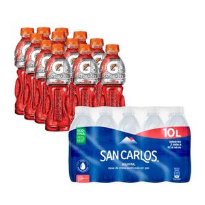 Combo Agua SAN CARLOS Sin Gas Botella 500ml x 20u + Rehidratante GATORADE Tropical Fruit 500ml x12u