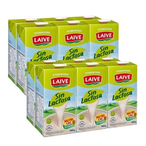 Leche LAIVE Evaporada sin Láctosa Pack 6 Caja 480gr x2u