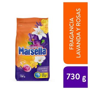 Detergente en Polvo MARSELLA Lavanda y Rosas Bolsa 730gr