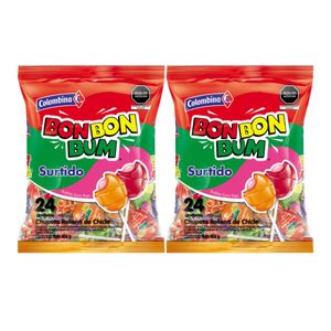 Chupetes BOM BOM BUM Sabores Surtidos Bolsa 24u x 2u