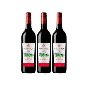 Vino Tinto VIÑA VIEJA Gran Borgoña Semi Seco Botella 750ml x3u