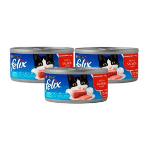 Comida para Gatos FELIX Paté de Salmón Adulto Lata 156g x 3u
