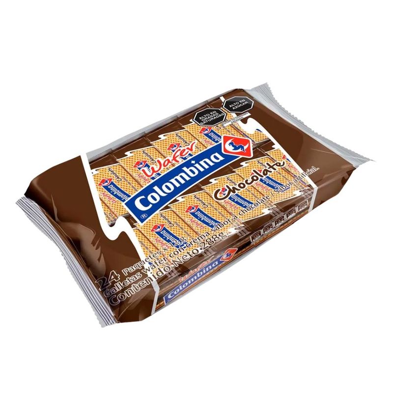 Wafers COLOMBINA Sabor a Chocolate Bolsa 288gr Paquete 24u-1772900200614